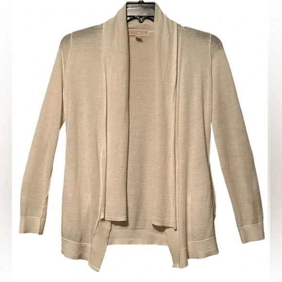 Michael Kors Cream Waterfall Open Front Cardigan Size S - Picture 2 of 9